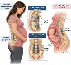Infographie medicale grossesse et fusion vertebrale