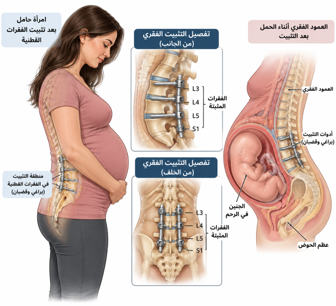 Infographie medicale grossesse et fusion vertebrale