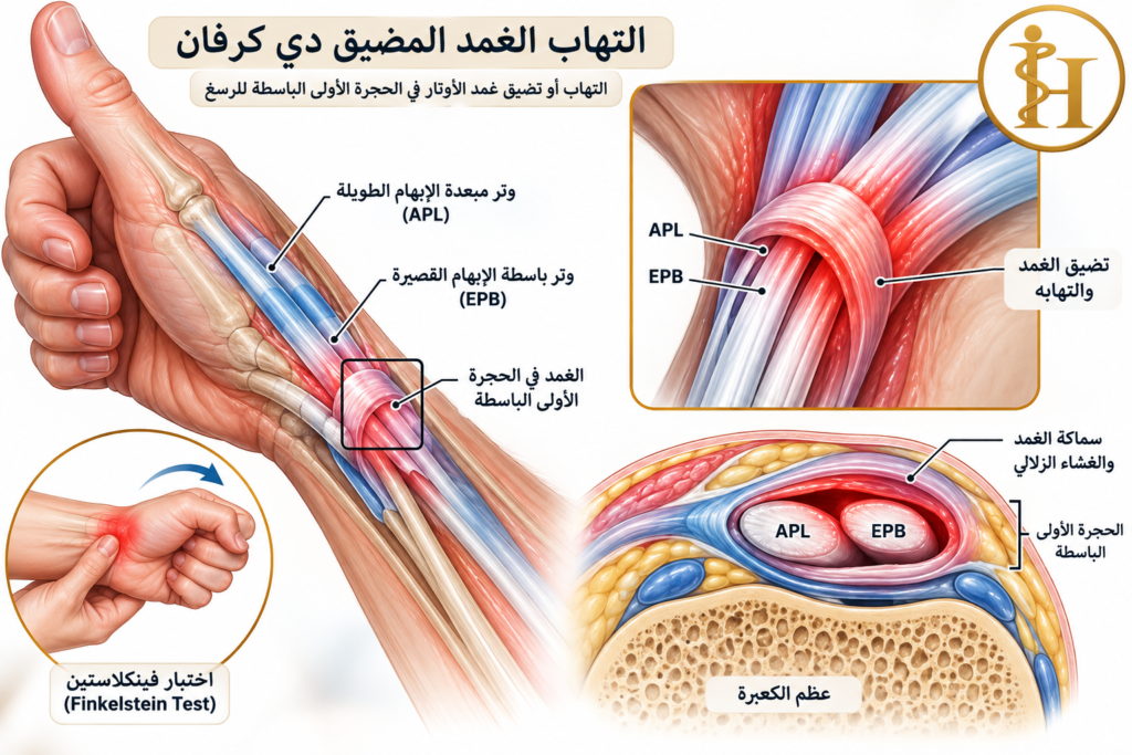 التهاب الغمد المضيق لدي كرفان: هل تكفي الحقن الكورتيزونية أم متى نحتاج إلى الجراحة؟ 2 التهاب الغمد المضيق لدي كرفان-التشريح والاصابة